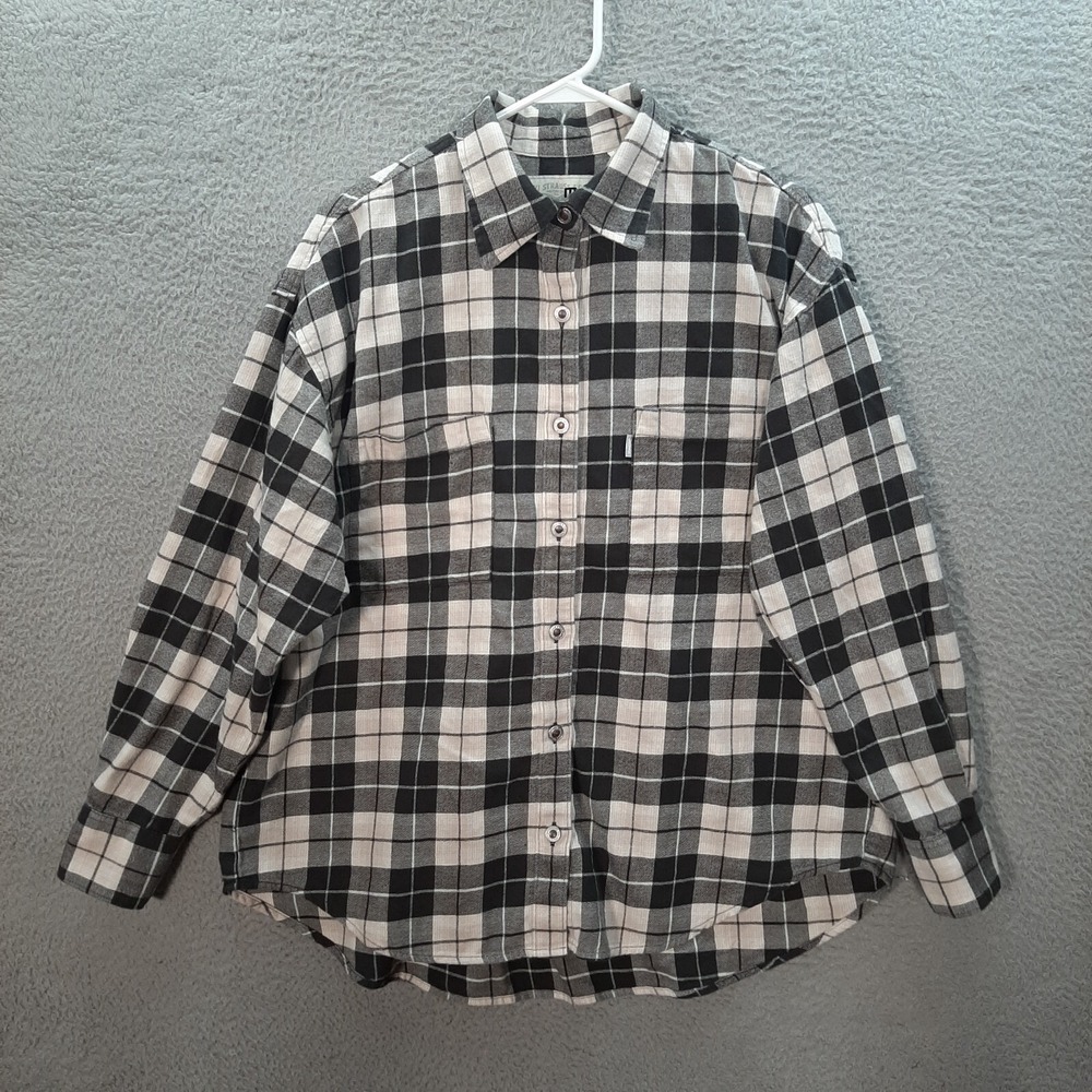 Levis Silver Tab Shirt Womens Large Black White Plaid Workwear Grunge Skater Y2K